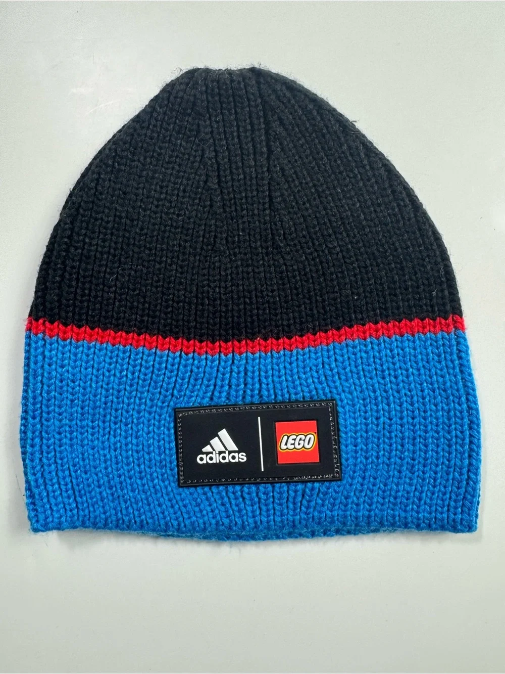 Adidas x LEGO Kids Blue Black Knit Beanie Hat One Size Acrylic Winter Cap